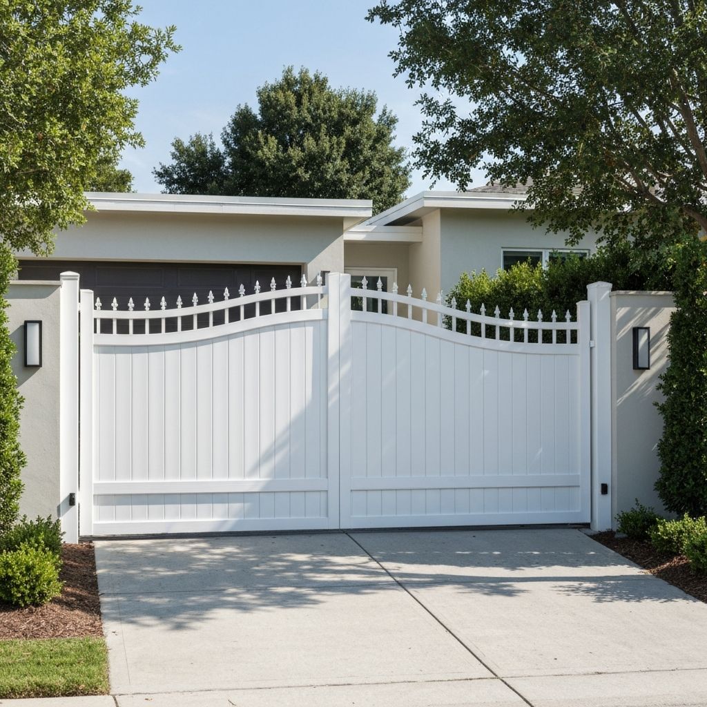 White vinyl driveway gate