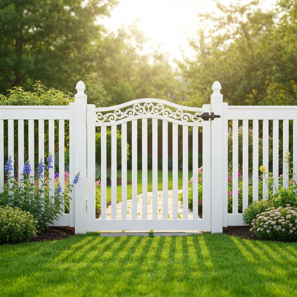 White vinyl garden gate